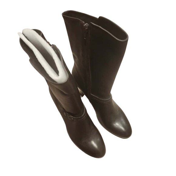 Banana Republic Lucia Leather Brown Calf Boots Women's Size 8.5 Side Zipper - Picture 1 of 9